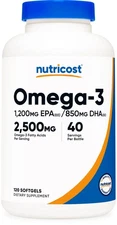 Nutricost Omega 3 Fish Oil - 2500MG, 120 Softgels (40 Serv) - 3x Strength