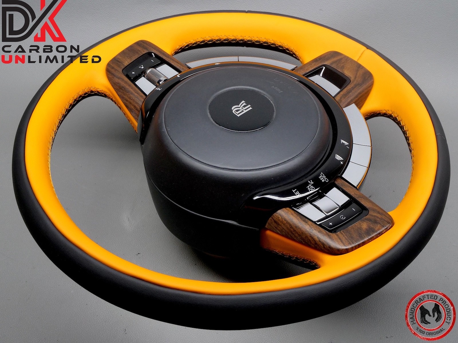 Rolls Royce Ghost Thick Rimmed 2 Tone Black Napa Mandarin Stitch Steering Wheel