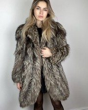 EXTREMELY COOL Vintage Silver Fox Fur Coat, Directional Pelts Real Fur.