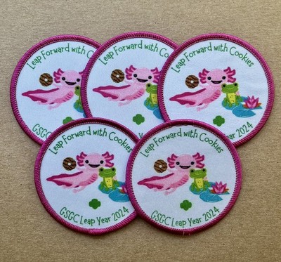 Leap Forward with Cookies Girl Scouts Patch Badge Leap Year Axolotl 2024 Lot x 5