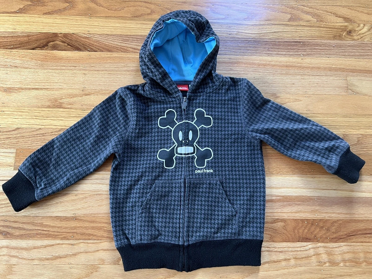 EUC Paul Frank for Target Boys Skull and Bones Herringbone Hoodie Sweatshirt 5T