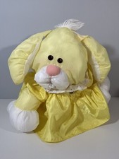Fisher Price 1986 Yellow Nylon Bunny Puffalump Plush Stuffed Animal