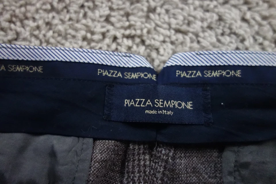 Piazza Sempione Pants Womens 46 Brown Trousers Houndstooth Tweed Virgin Wool - Image 3 of 4