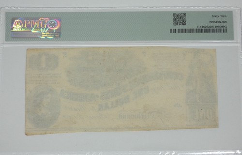 US Confederate Currency April 18th, 1862 $1 PMG 62 Uncirculated T-44 - Bild 4 von 4