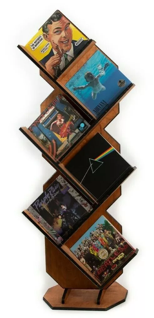 NEW Vinyl Record Storage Cabinet Shelf Display LP Album Stand Solid Wood  AWESOME