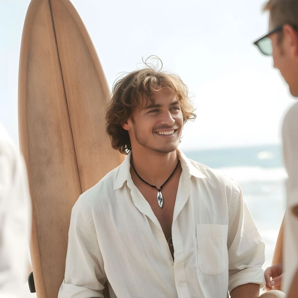 1 verstellbare Kette mit Anhänger Surfbrett Holzkette Holzanhänger Surferkette - Bild 3 von 4