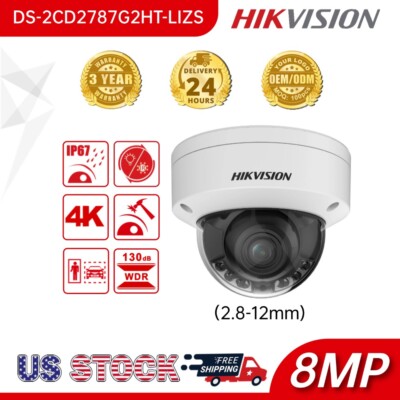 8MP Hybrid Light ColorVu Dome IP Camera HIKVISION DS-2CD2787G2HT-LIZS 2.8-12mm