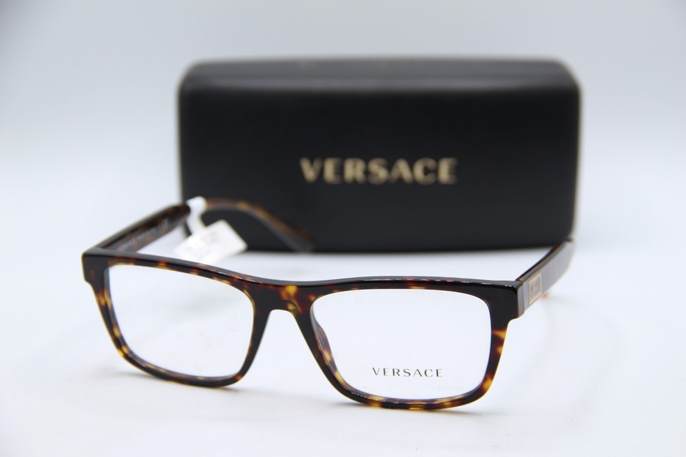 NEW VERSACE MOD. 3320-U 5217 HAVANA BLACK AUTHENTIC EYEGLASSES W/CASE 56-16