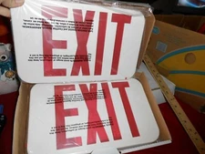 LED Exit Sign w/ Battery Backup White Housing Red Letters Double Face NEW