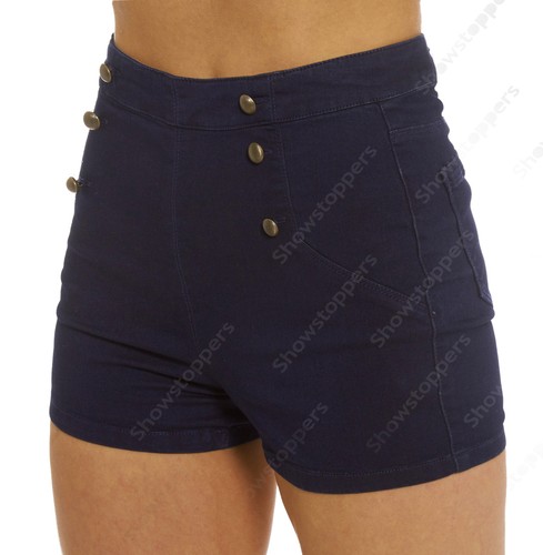 NUEVO Pantalones cortos cintura alta Mujer Mezclilla Talle Alto Shorts | eBay