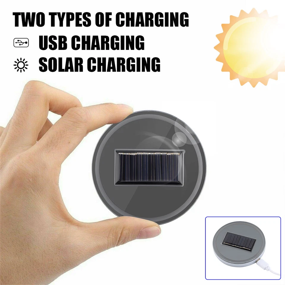 Juego de 2 piezas de almohadilla solar LED azul para taza accesorios para automóvil luces interiores para automóvil alfombrilla para taza Foto 3 de 4