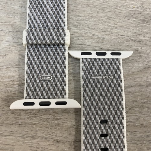 Genuine Apple Watch Band Woven Nylon White Checked | 38/40/41mm Series 1-7,8 +SE - Picture 4 of 6