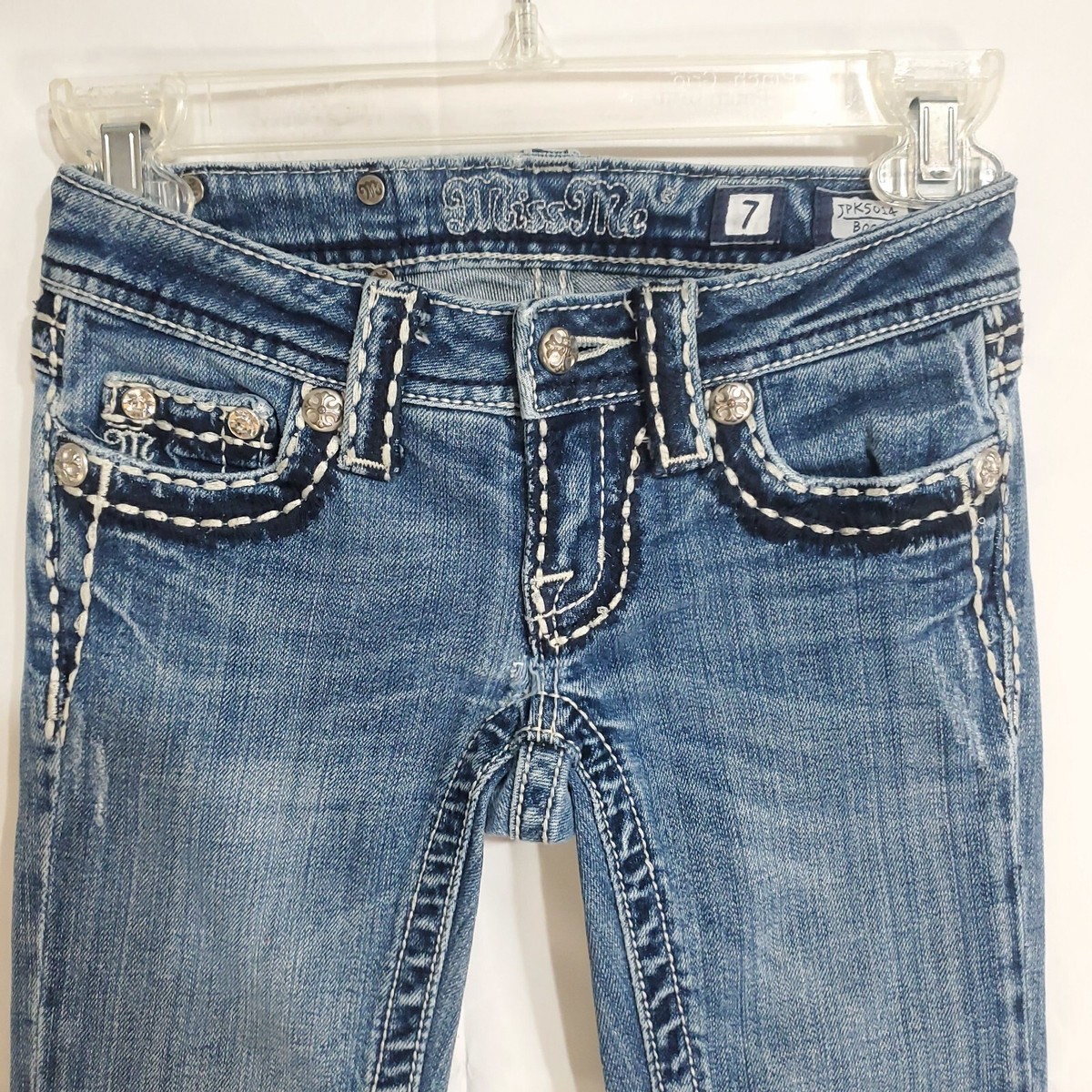 Miss Me Bootcut Light Wash Embellished Denim Jeans Size 7x25