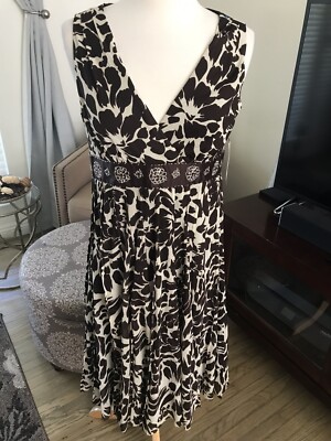 NWT Jessica Howard brown/ivory floral empire waist pleated dress