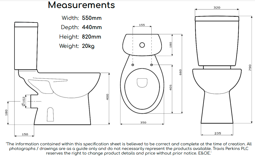 Toilet To Go Close Coupled Toilet Pack With 6Ltr Dual Flush eBay