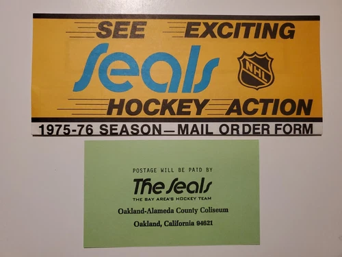 1975-76 California Golden Seals Hockey Ticket Order Form Rare Oakland