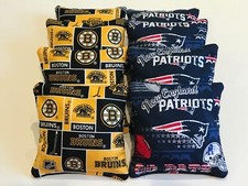 NEW ENGLAND PATRIOTS BOSTON BRUINS CORN HOLE BEAN BAGS SET OF 8 REGULATION