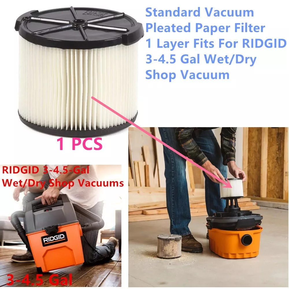 1 PCS Standard Vacuum Filter 1 Layer For RIDGID 3 4.5 Gal Wet Dry Shop Vacuum