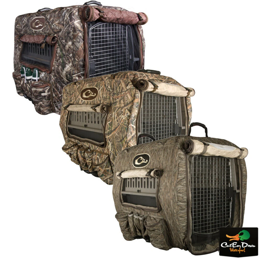 DRAKE WATERFOWL SYSTEMS DELUXE ADJUSTABLE INSULATED CAMO DOG KENNEL COVER
