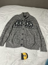 Men's Retrofit Cardigan Sweater L, Gray