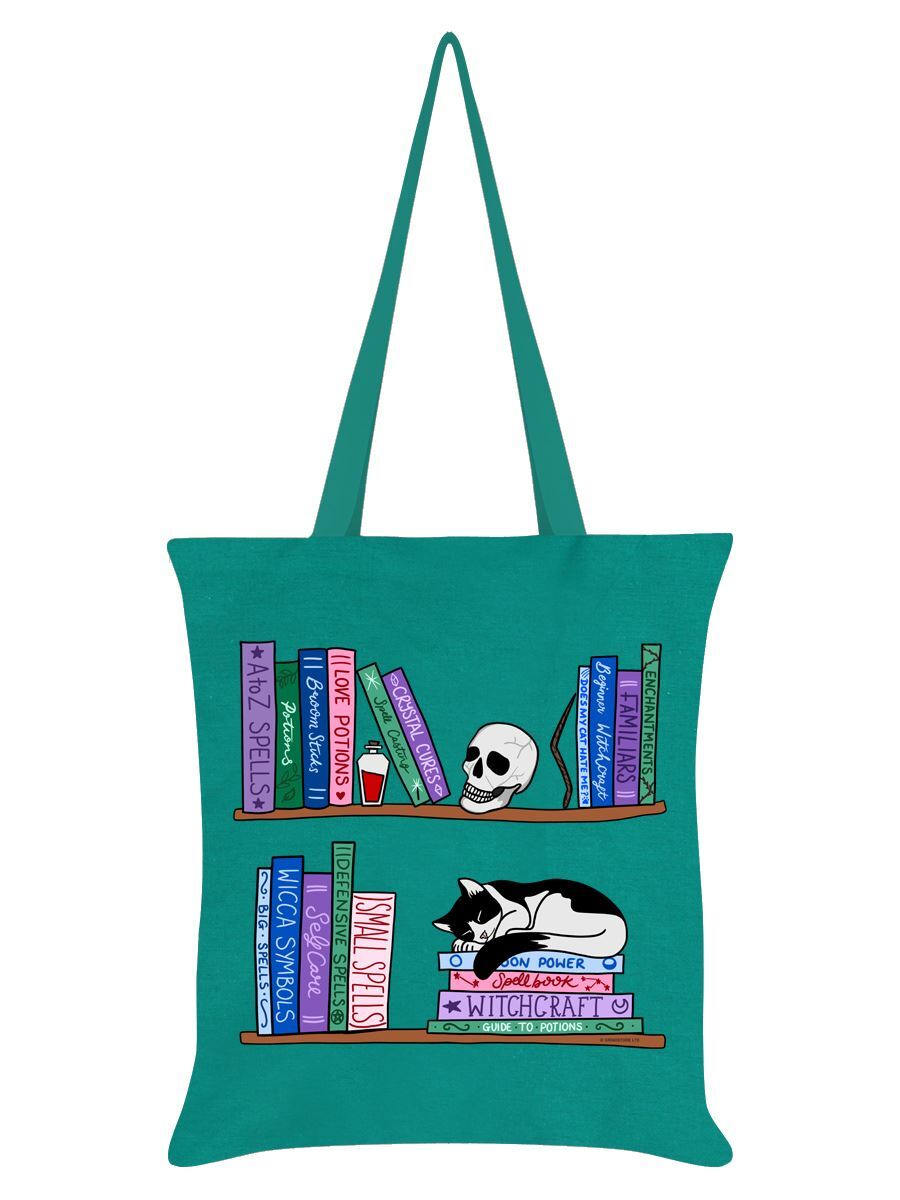 Tote Bag Spellbooks & Familiars Emerald Green 38x42cm