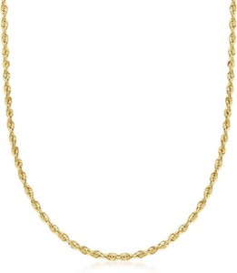 Authentic Rope Chain Braided Necklace Solid Gold Plated 2mm for Men Women 20" Daily Wear