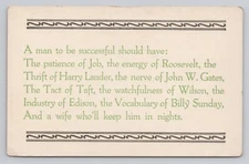 A Successful Man Qualities of Roosevelt Thomas Edison Billy Sunday Postcard