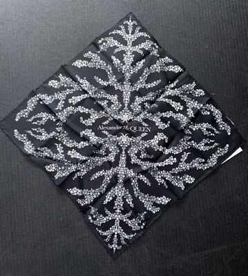 NEW ALEXANDER MCQUEEN Black CRYSTAL SPINE Print 100% SILK Bandana
