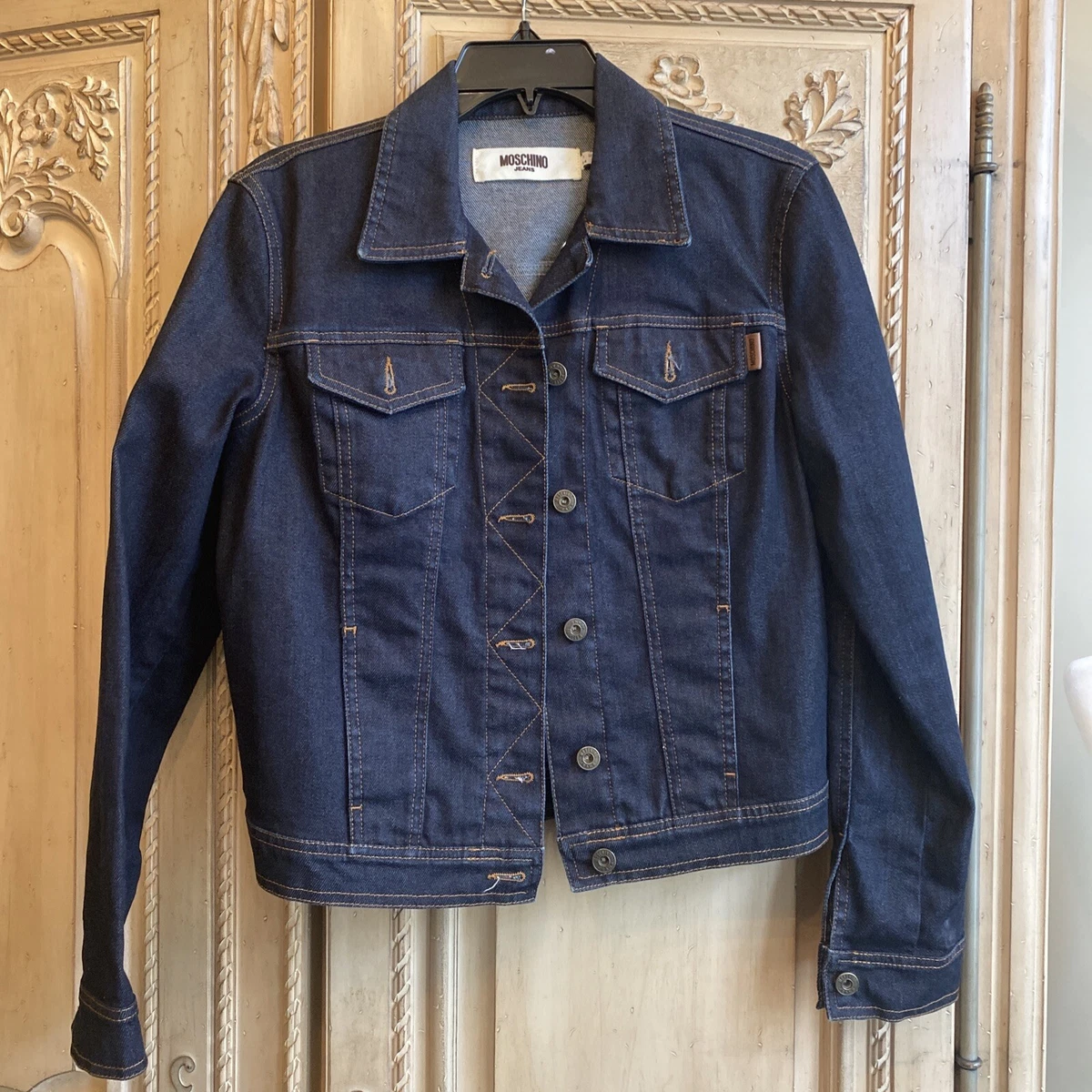 Vintage Moschino Jeans Blue Denim Jean Jacket Trucker Womens Size Medium 10