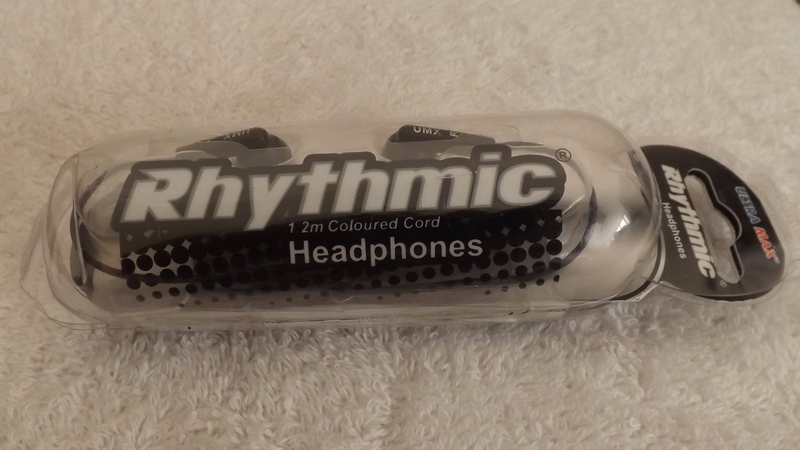 ULTRA MAX RHYTHMIC STEREO HEADPHONES / EARPHONES / AUDIO PHONES 1.2M CORD BLACK