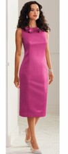 16 Midnight Velvet Fuchsia Pink Wedding Party Church Double-Ruffle Sheath Dress