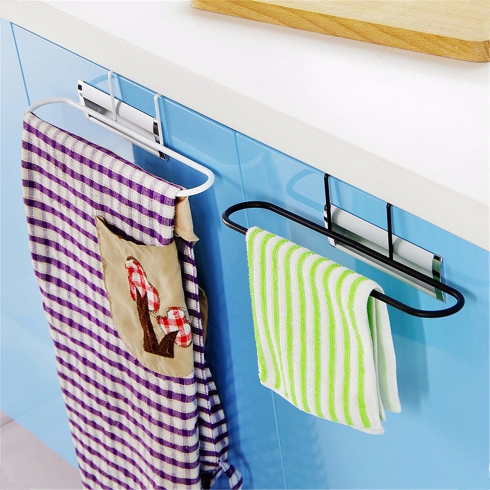 Over The Door Hand Towel Rack Kitchen Bathroom Durable Iron