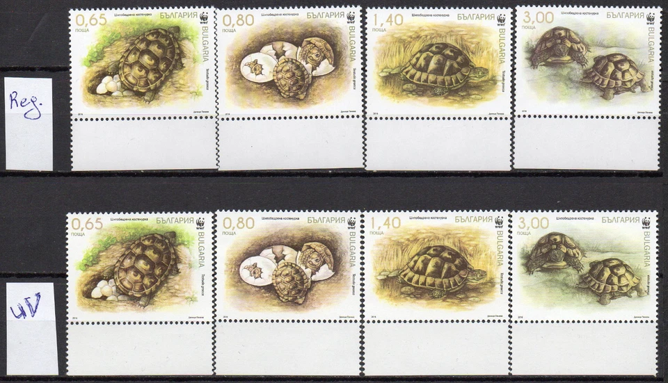 BULGARIA 2016 FAUNA WWF TURTLES SET REGULAR + UV + 3 S/S + M/S MNH - Изображение 3 из 4