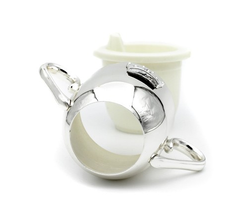Schnabeltasse versilbert Baby Geschenk mit Gravur Schnabelbecher Kinderbecher - Picture 5 of 8