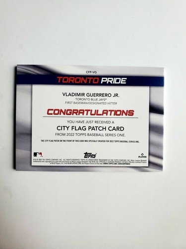 2022 Topps Series 1 Toronto City Flag Pride Vladimir Guerrero Jr. Patch Relic - 第 2/2 張圖片