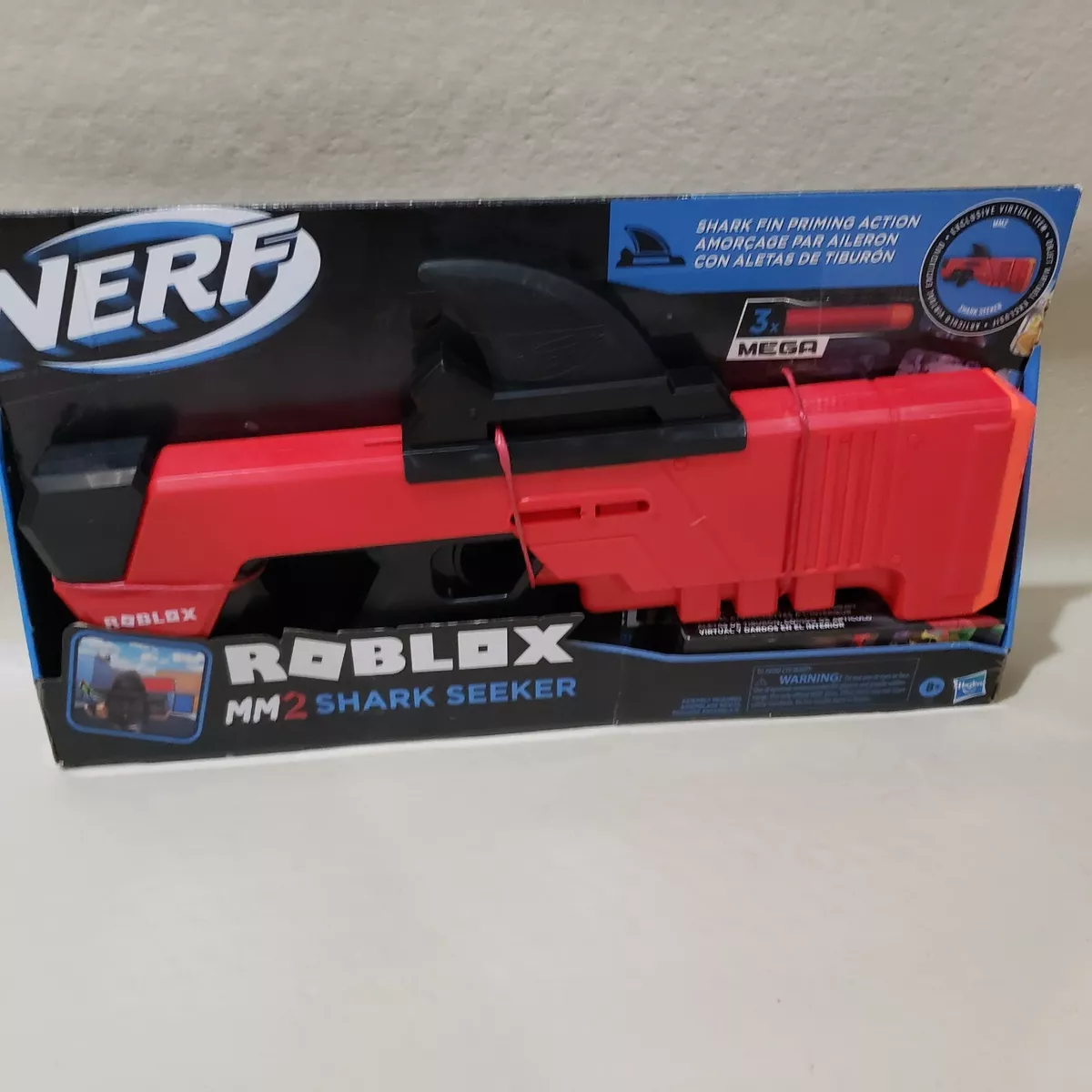 Nerf Roblox MM2: Shark Seeker Dart Blaster, 3 Nerf Mega Darts, Code To  Unlock In-Game Virtual Item - Nerf