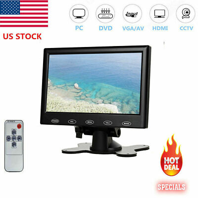 7'' LCD CCTV PC Monitor Screen W/Speaker AV/VGA/HDMI 1080P for DSLR Raspberry PI