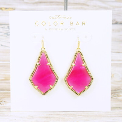 NWOT Kendra Scott Alex Azalea Pink Illusion Drop earring Gold Plated