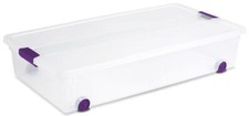 60 Qt Under Bed Storage Plastic Lid Box Clear Wheeled Container Organizer Latch