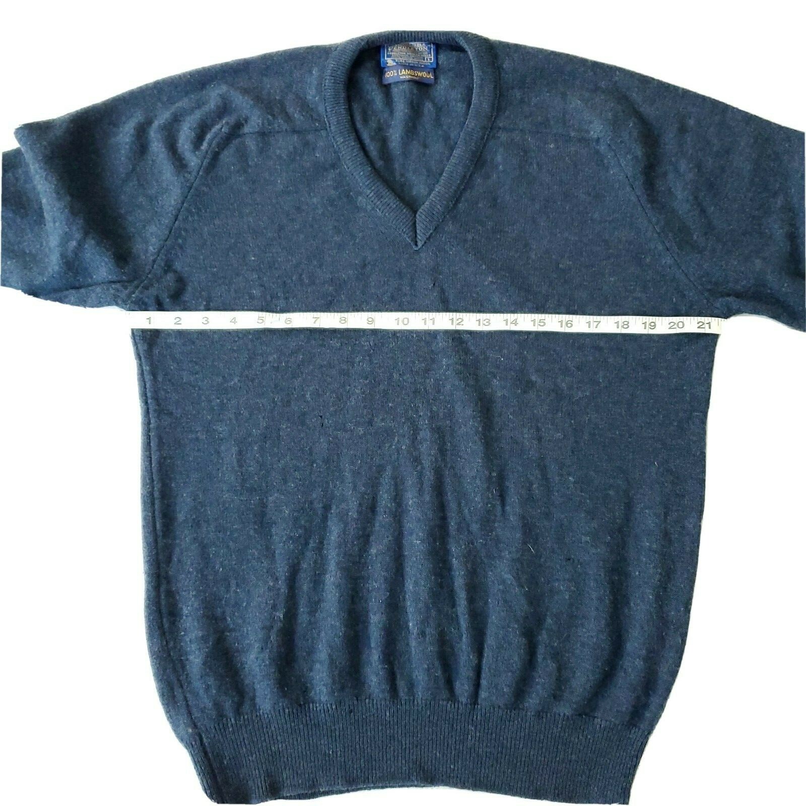 Pendleton Gray Blue Lambswool Pullover Sweater Me… - image 7