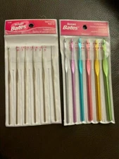 NEW LOT OF 2 Susan Bates Crochet Hook Set W/ Pouch 6 Pieces ALUMINIUM STEEL ASST
