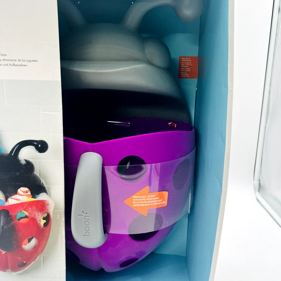 Boon Lady Bug Pod Niños Baño Juguete Cuchara Drenaje Almacenamiento Descontinuado Púrpura Foto 2 de 4