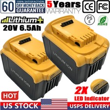   2PACK FOR DEWALT 20V 20 VOLT MAX XR 6.5AH LITHIUM-ION BATTERY DCB206-2 DCB205-2