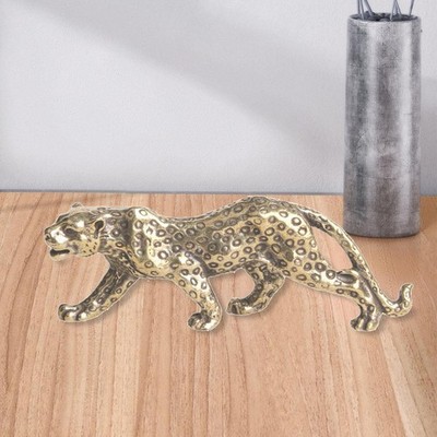 Creative Leopard Statues Cheetah Figurine Copper Realistic Hand Craved