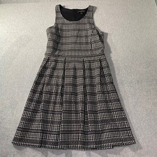 Banana Republic Dress Women Small Black White Geometric Fit Flare EUC Sleeveless