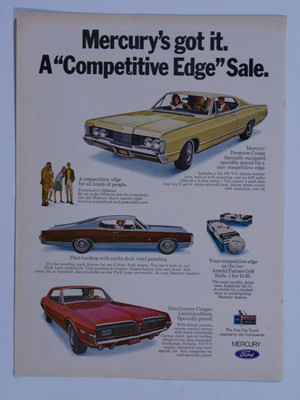 1968 Mercury Dan Gurney Cougar Premiere Coupe Vintage Original Print Ad