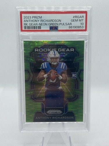 2023 Panini Prizm Anthony Richardson Rookie Gear Neon Green Pulsar PSA 10 RC - Bild 1 von 2