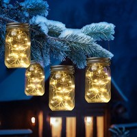 Led Solar Glas Windlicht Laterne Einmachglas Tischleuchte Terrasse 4Er Set