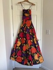 Vintage 1950s Jean Allen Floral Strappy Dress With Hoop Crinoline Size 10