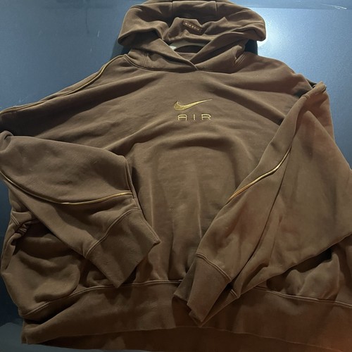 Nike Air Damen Hoodie Gr. XL Braun & Gold Cropped Fleece